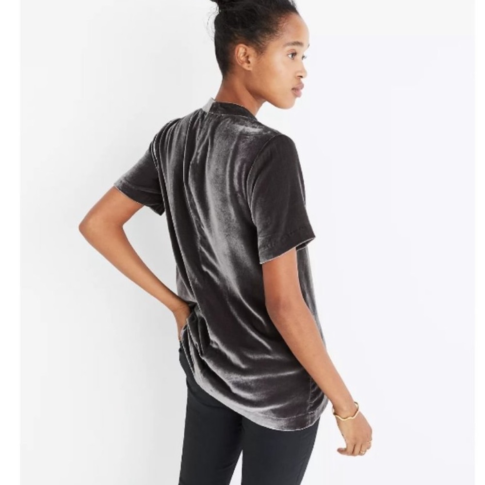 Madewell Velvet Choker Top in gunmetal - Picture 3 of 7